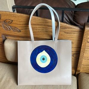 Evil eye tote bag. Handmade evil eye tote bag